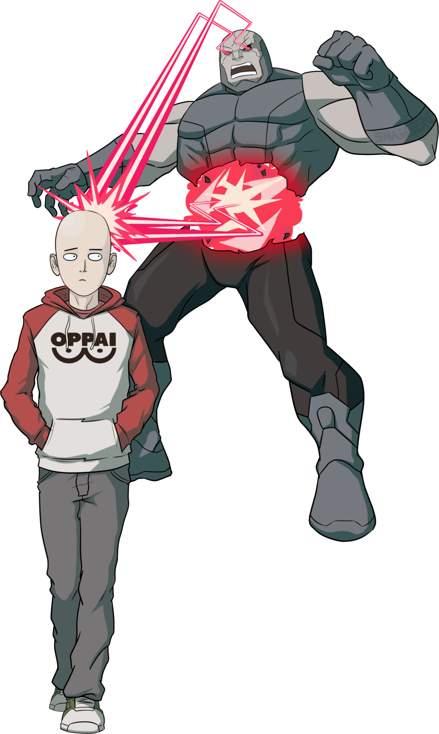Darkseid Too Weak And Pathetic, One Punch Man Got This - Saitama Vs Darkseid Clipart (900x1504), Png Download