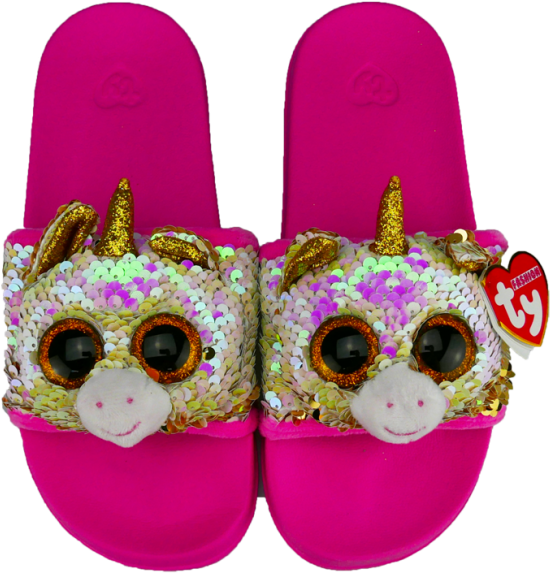 Fantasia The Unicorn Sequin Slides - Beanie Boo Sequin Slides Clipart (650x645), Png Download