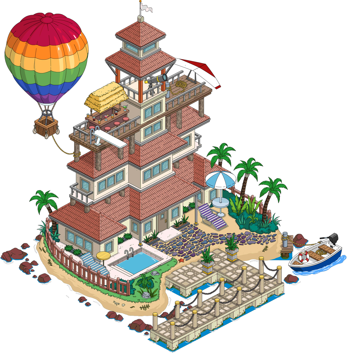 Private Island L4 - Simpsons Tapped Out Island Clipart (1456x1482), Png Download