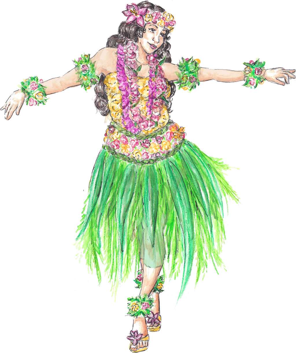 #hawaii #hawaiian #luau #hula #huladancer #huladance - Costume Clipart (1024x1220), Png Download