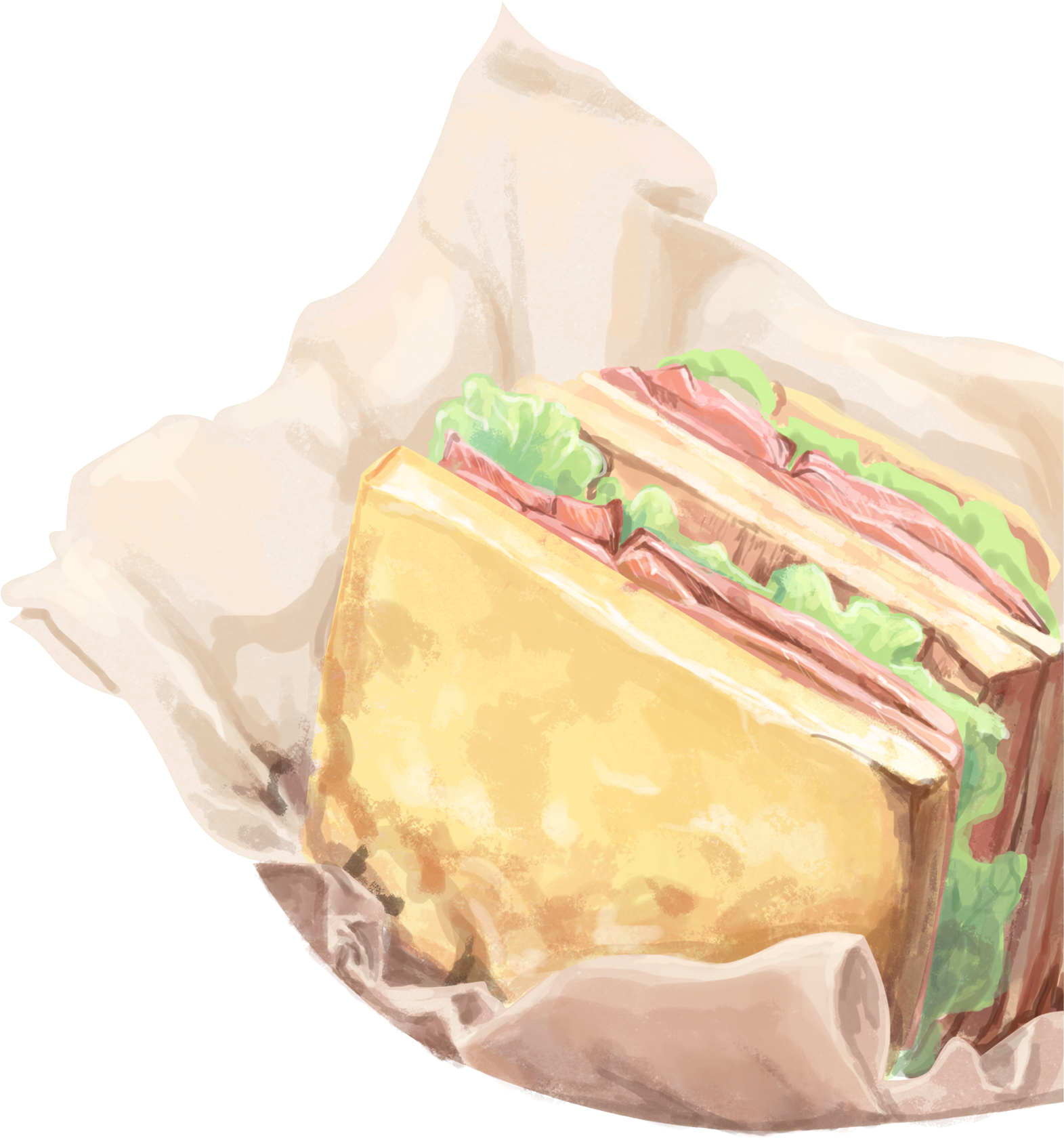 Fresh Gourmet Hand Drawn Illustration Png And Psd - Sandwich Clipart (2000x2000), Png Download