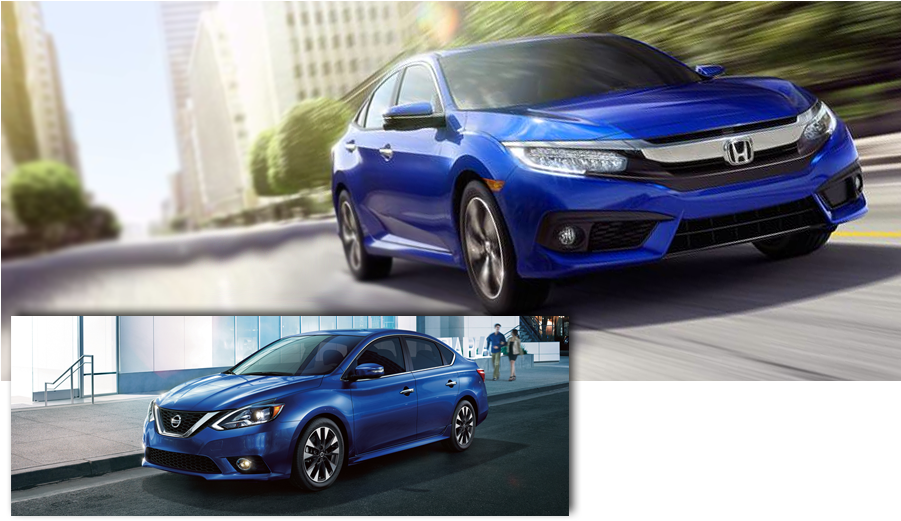 2017 Nissan Sentra - Nissan Sentra 2018 Vs Honda Civic 2018 Clipart (900x530), Png Download