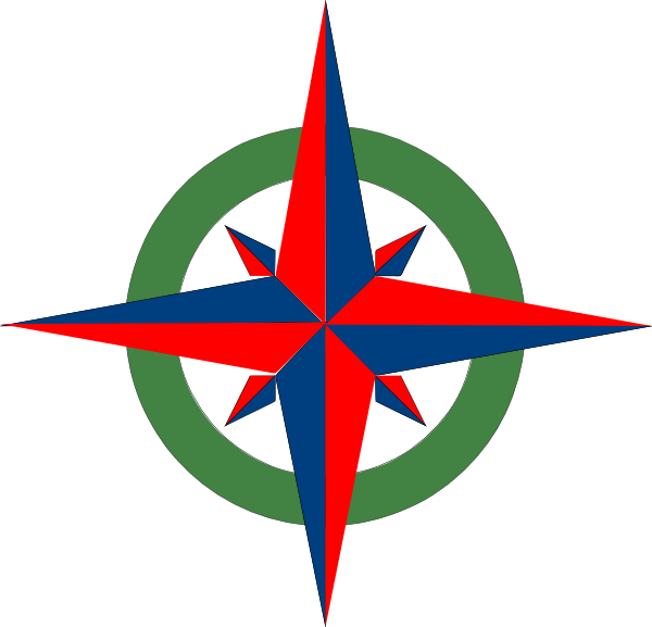 Compass Rose Red Blue Green Clip Art - Compass Rose Images Color - Png Download (600x577), Png Download