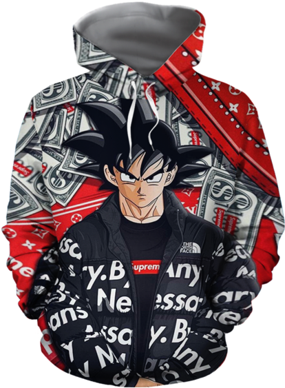 Dragon Ball Z Son Goku Supreme Louis Vuitton Black - Supreme Louis Vuitton Hoodie Clipart (700x700), Png Download