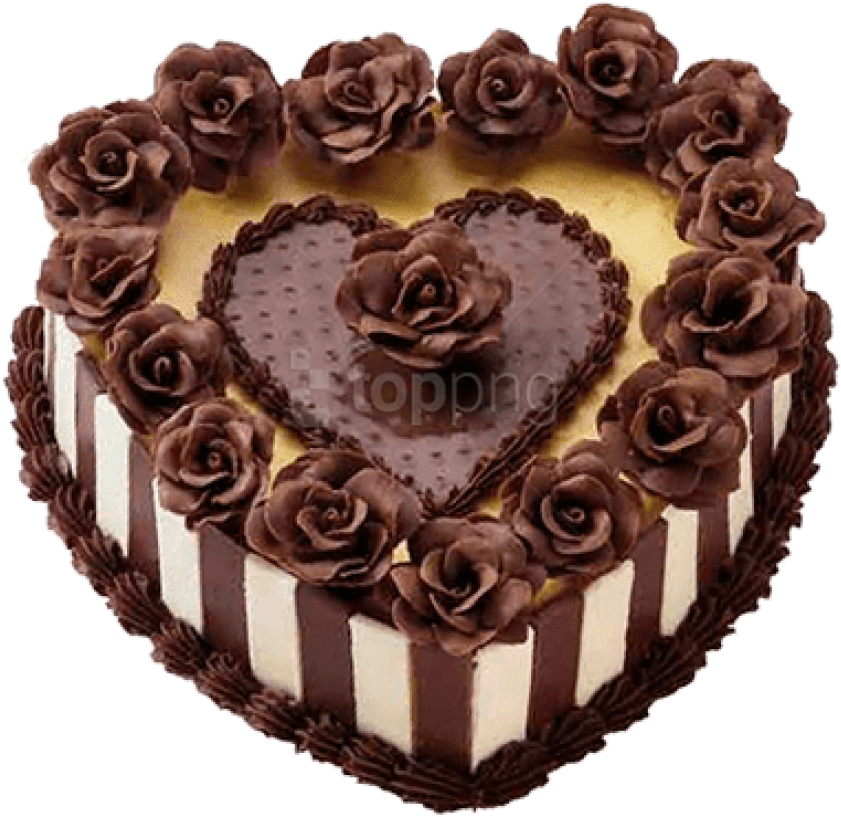 Free Png Download Chocolate Heart Cake With Roses Png - Chocolate Birthday Cake Png Clipart (850x831), Png Download