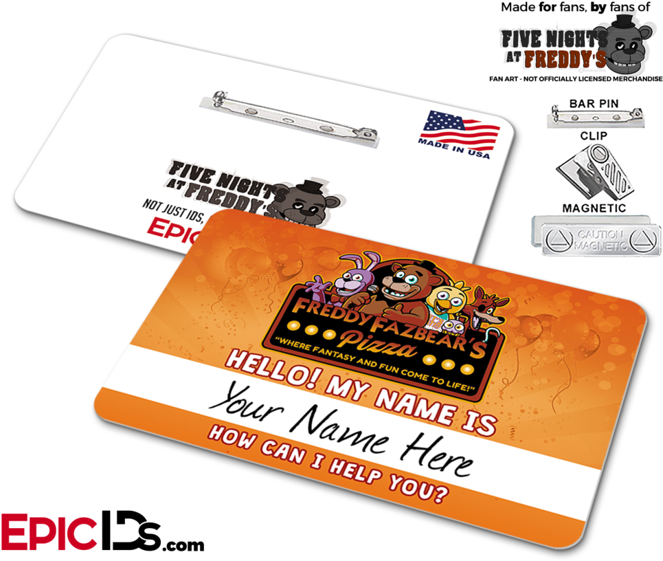 Freddy Fazbear's Pizza Fnaf Employee Name Badge - State Farm Id Badge Clipart (1024x853), Png Download