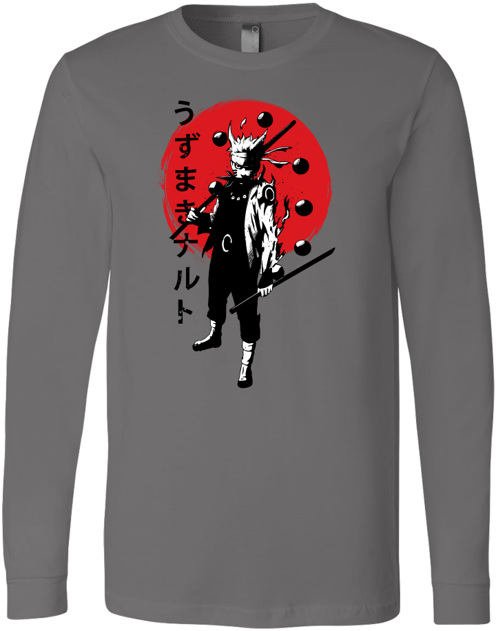 Uzumaki Naruto Nine Tail Fox Form - Long-sleeved T-shirt Clipart (720x916), Png Download
