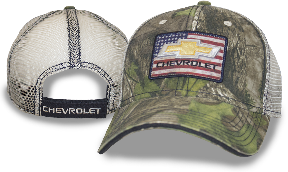 Camo Hat American Flag Gold Bowtie Chevrolet Patch - Baseball Cap Clipart (985x600), Png Download