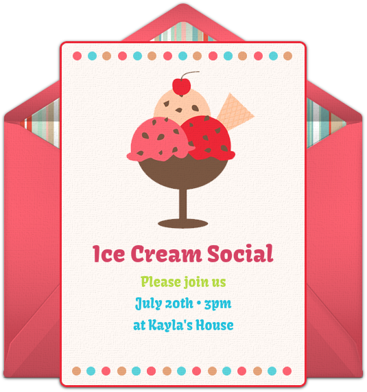 Ice Cream Social Online Invitation - Greeting Card Clipart (650x650), Png Download
