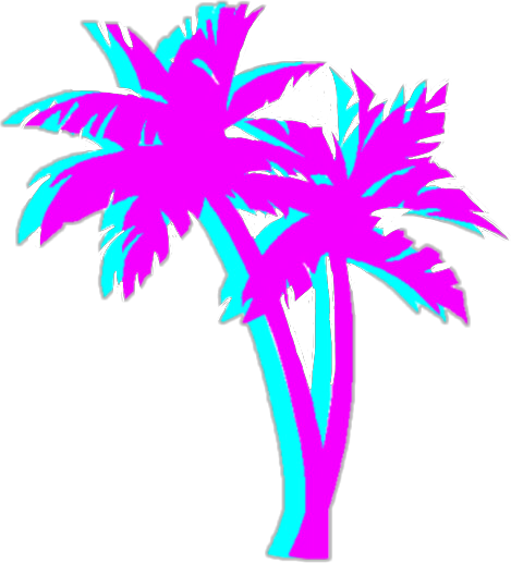 Bright Colorful Neon Aesthetic Tumblr Vaporwave - Vaporwave Palm Tree Png Clipart (469x517), Png Download