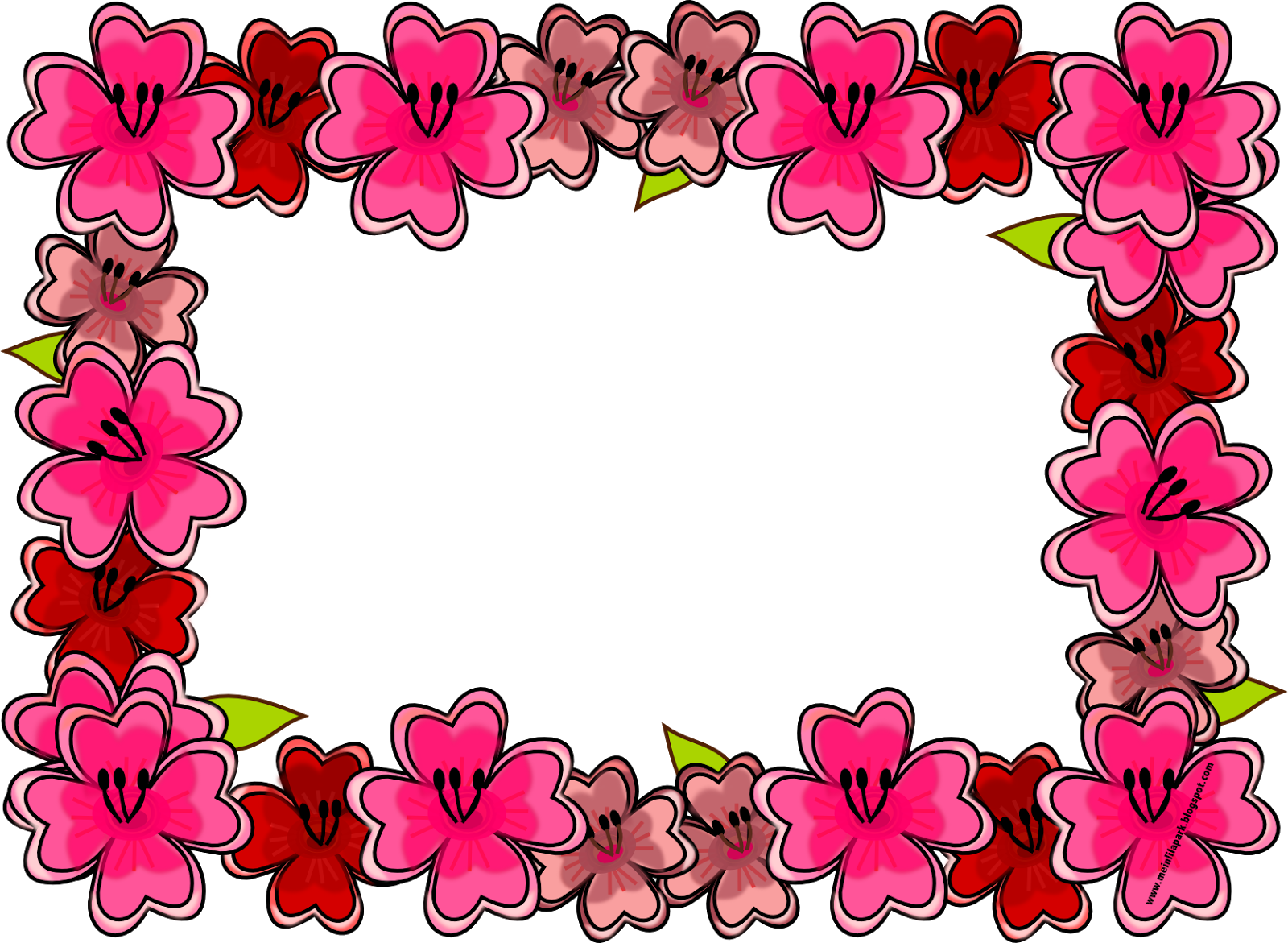 Free Digital Pink And Red Flower Frame Png - A4 Kağıt Kenar Süsleri Clipart (1600x1171), Png Download