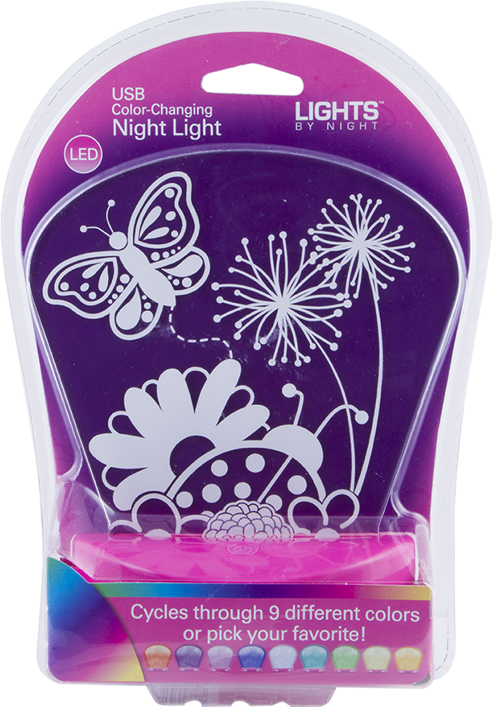Lights By Night Color-changing Nightlight, Butterfly - Artificial Nails Clipart (717x1031), Png Download
