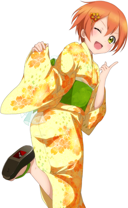 Hoshizora Rin [love Live School Idol Project] - Love Live Rin Ver Yukata Clipart (894x894), Png Download