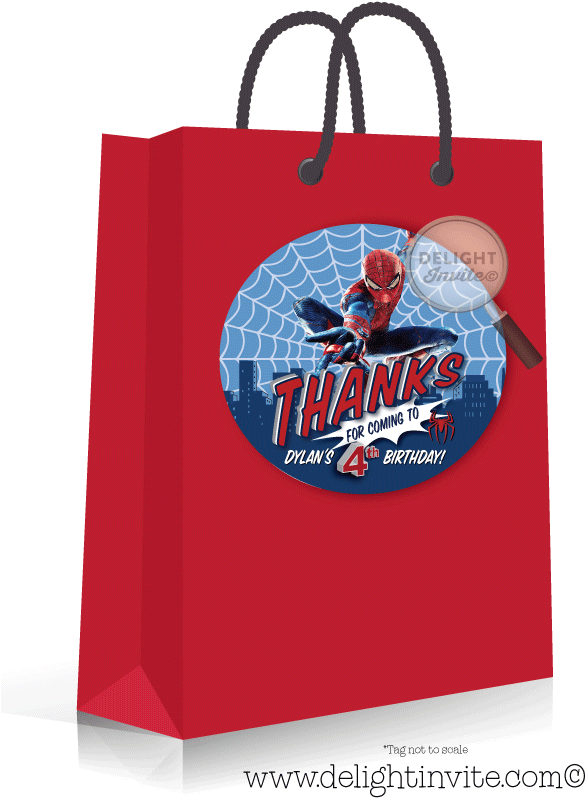 Amazing Spiderman Favor Tags - Paper Bag Clipart (613x822), Png Download