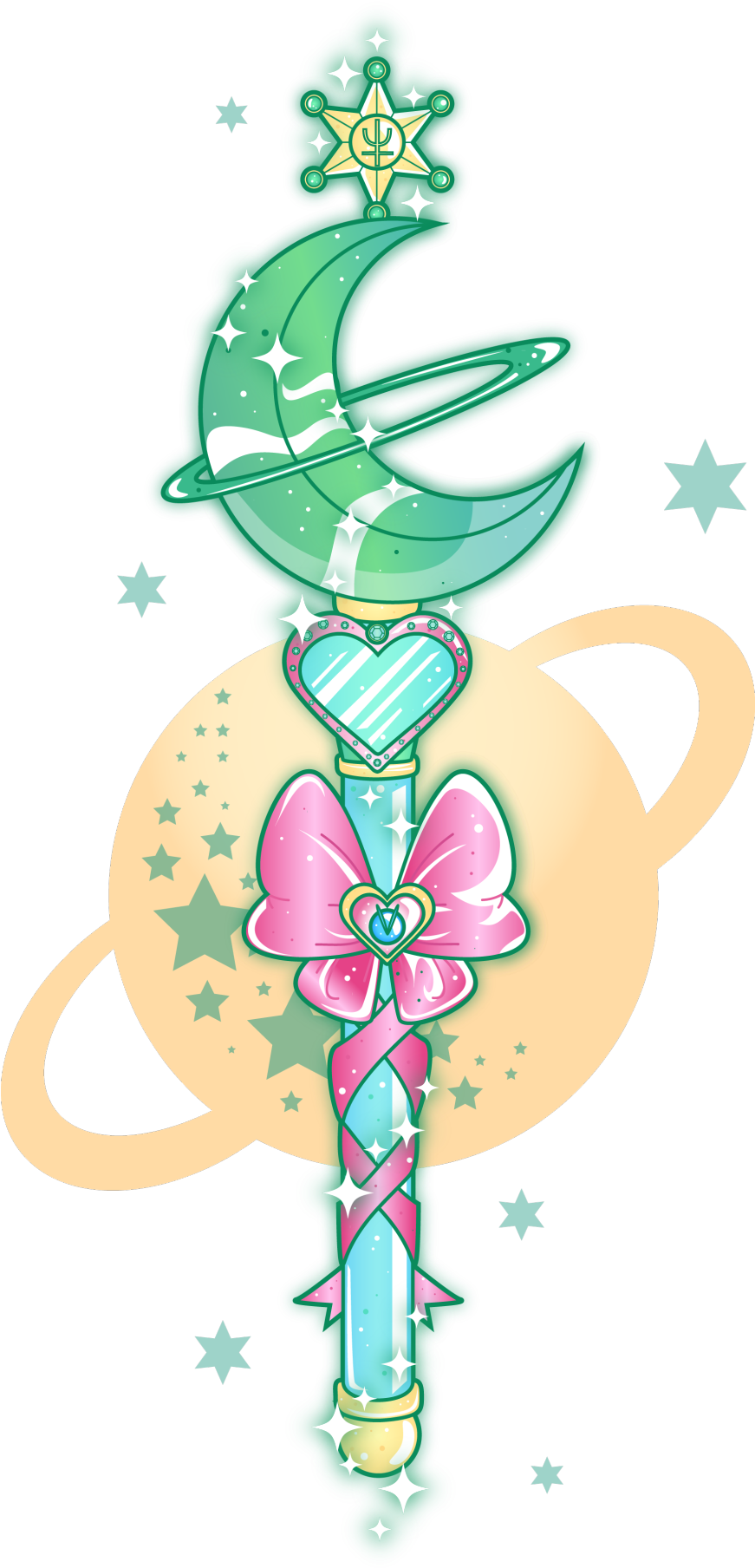 Sailor Neptune Wand - Sailor Jupiter Symbol Wand Clipart (870x1920), Png Download