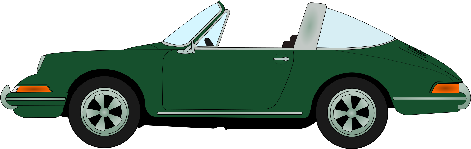 Porsche 911 Targa Profile - Porsche 911 Targa Drawing Clipart (2048x800), Png Download