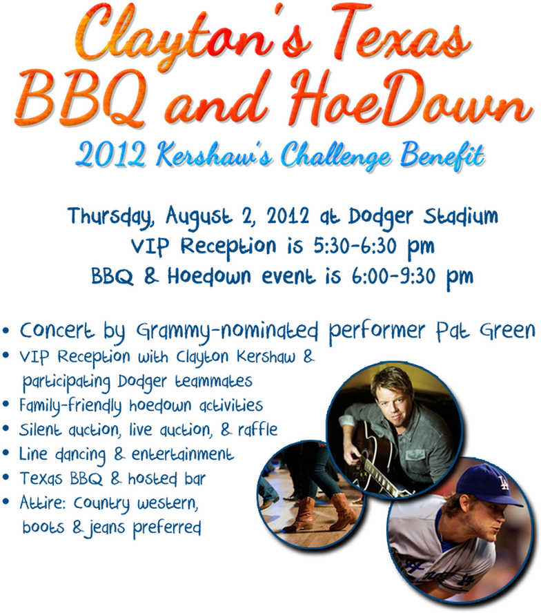 Clayton Kershaw Will Host Clayton's Texas Bbq And Hoedown - Poster Clipart (807x930), Png Download