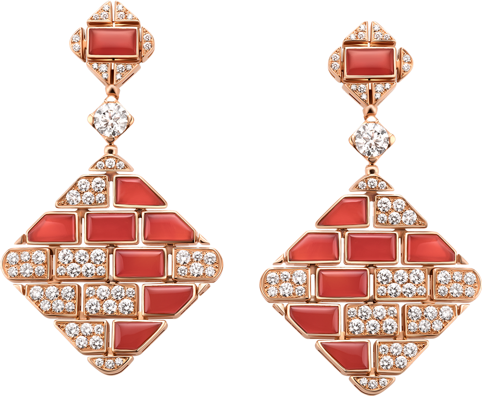 Wild Pop High Jewellery 18 Kt Rose Gold Earrings Set - Bulgari Triangle Earrings Clipart (1800x1405), Png Download