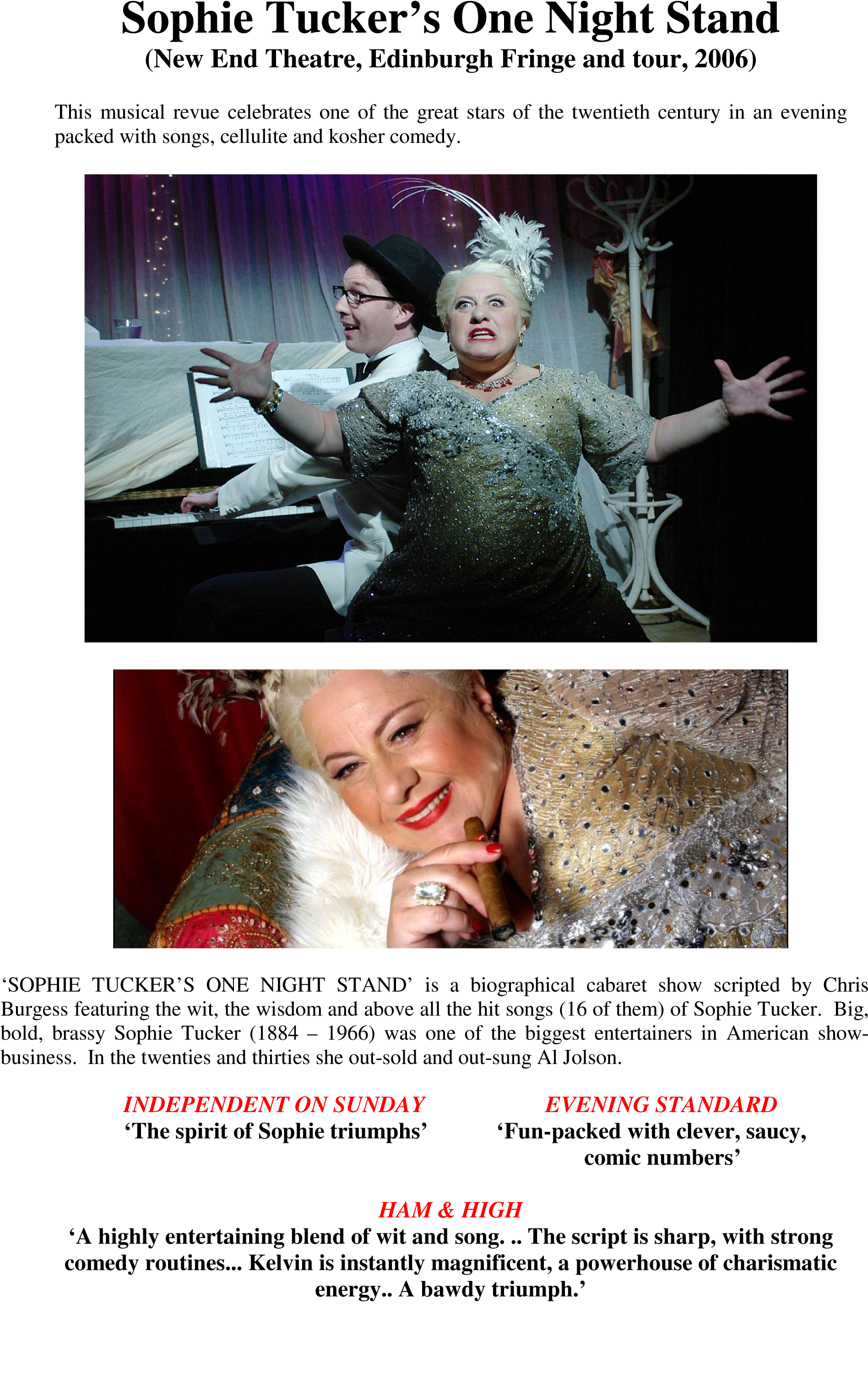 Sophie Tucker's One Night Stand - Flyer Clipart (1956x3046), Png Download