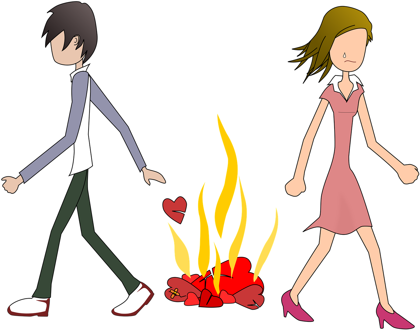 Cute Sad Couple Hd Wallpaper Cartoon For Free Download - Breakup Couple Cartoon Png Clipart (1920x1357), Png Download