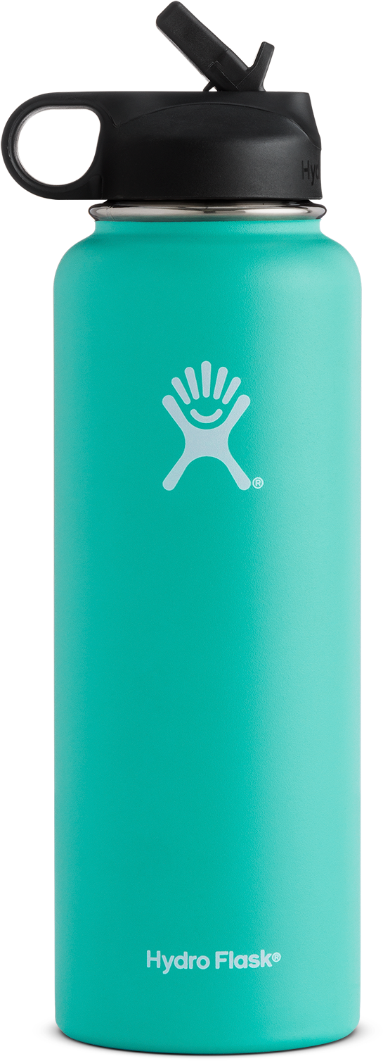 Hydro Flask 40oz Wide Mouth Insulated Water Bottle - Hydro Flask With Straw Clipart (642x1624), Png Download