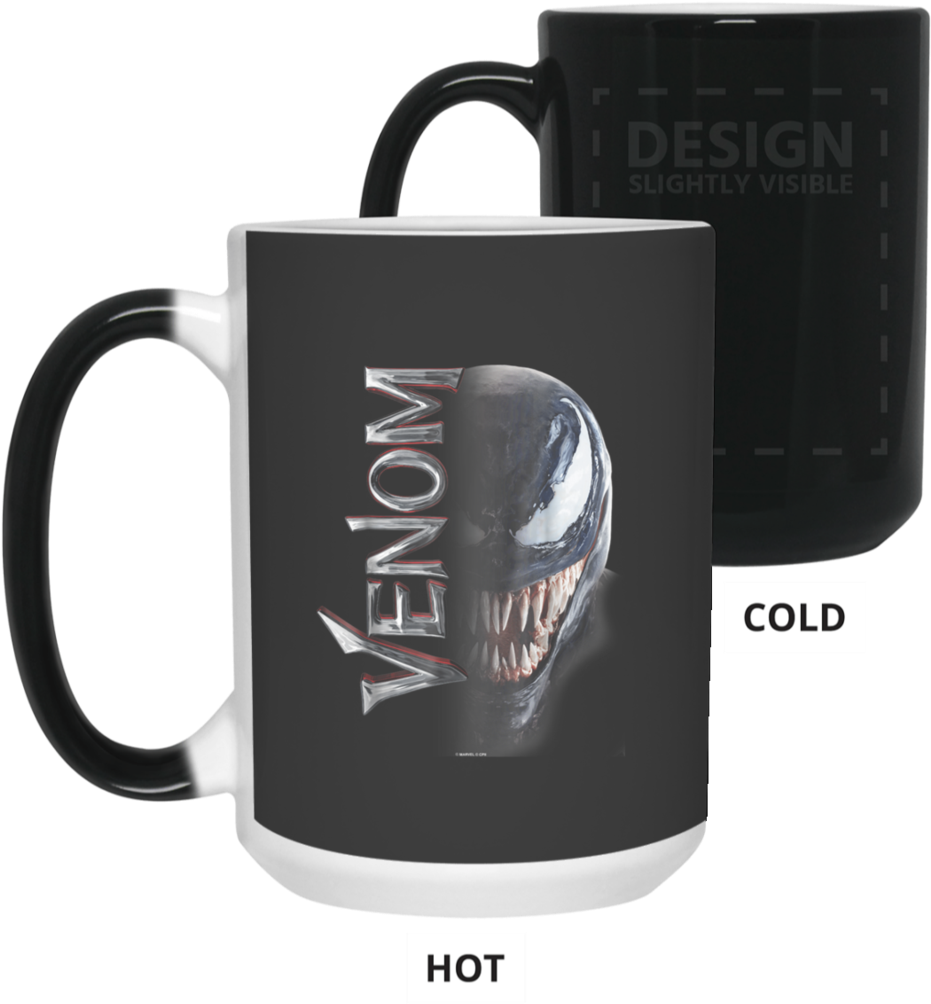 Marvel Venom Split Down The Middle Grin Graphic Color - Mug Clipart (1024x1024), Png Download