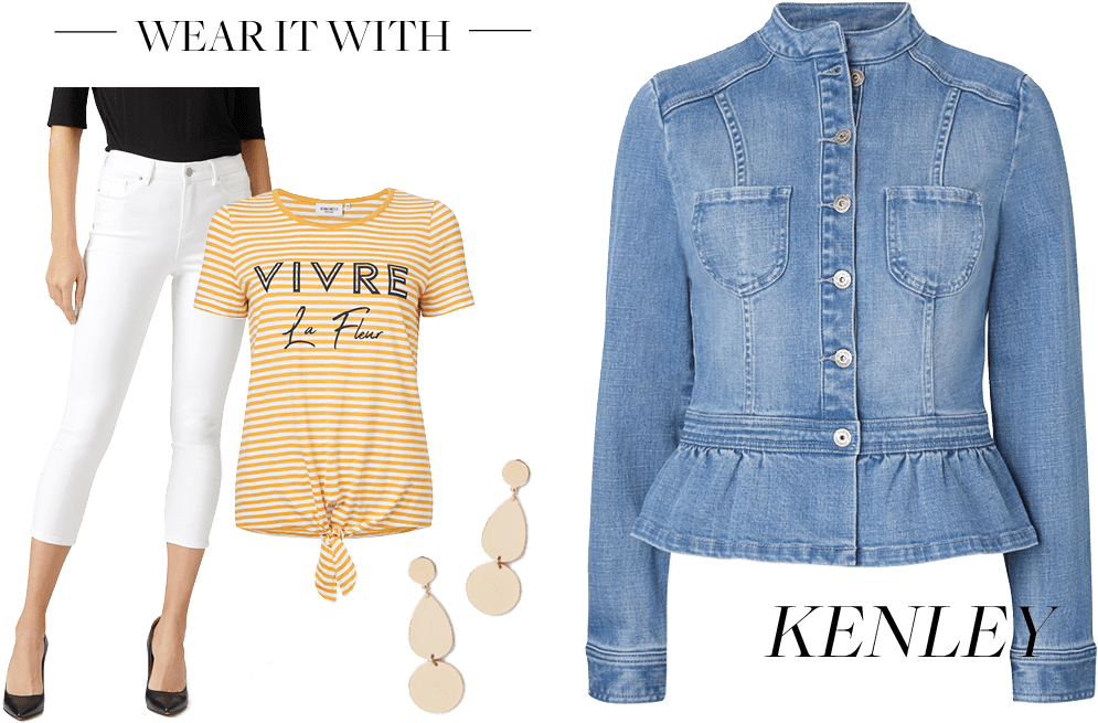 Kenley Denim Jacket, Mary Tie Front Tee, Kia Mid Waisted - Pattern Clipart (1040x707), Png Download