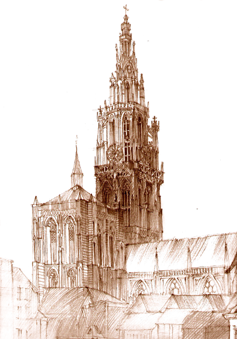 Watercolor Painting Of Historical Buildings Clipart (480x686), Png Download