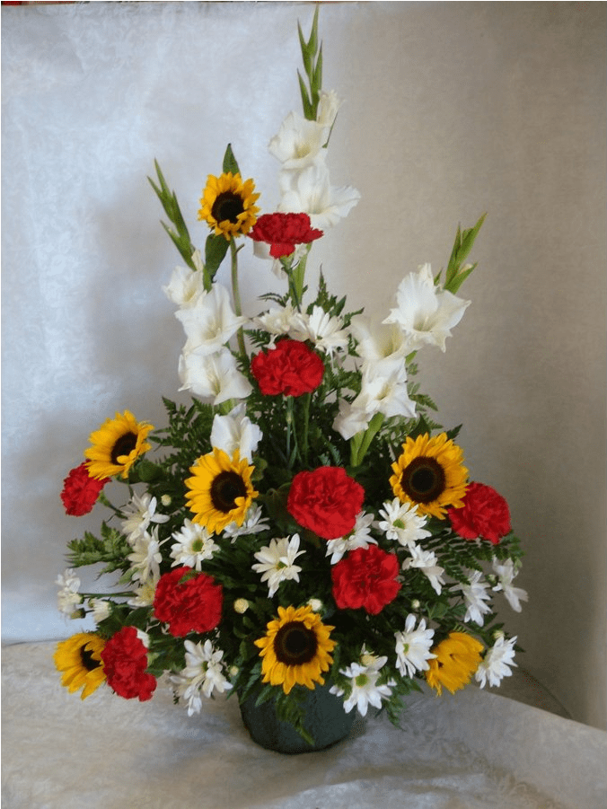Glads & Sunflowers In Bright Sunday Morning - Bouquet Clipart (900x900), Png Download