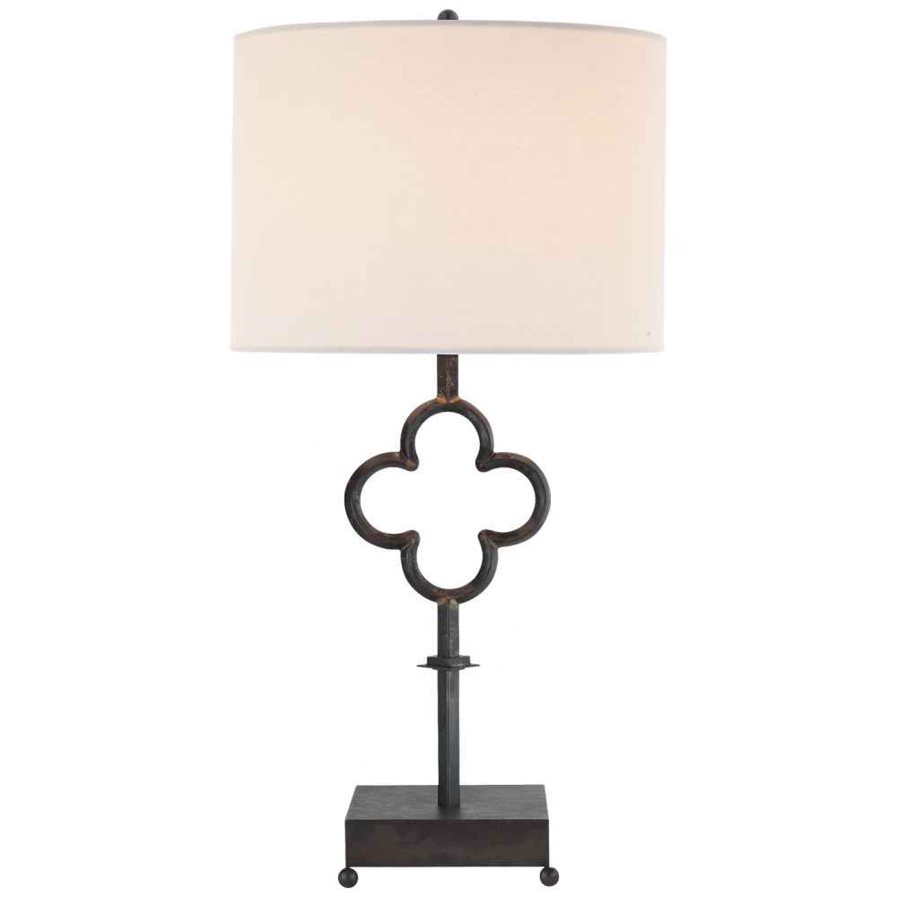 Quatrefoil Table Lamp In Aged Iron With Linen Sh - Visual Comfort Clipart (1000x1000), Png Download