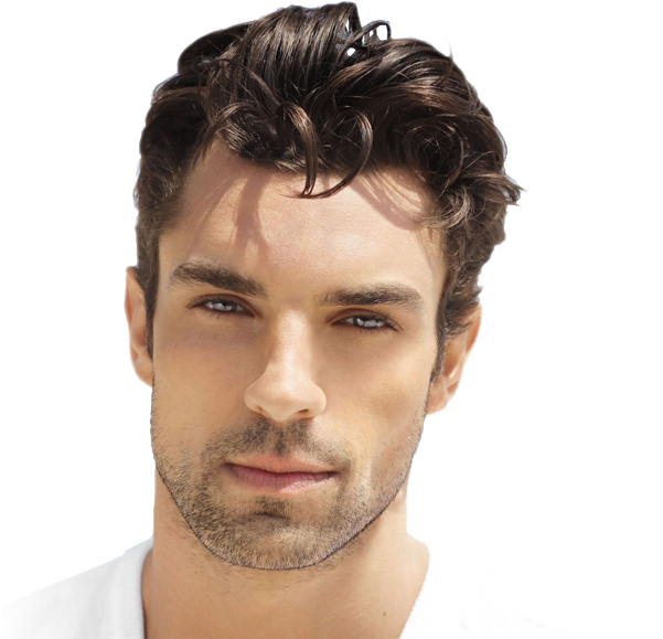 Visage Homme Png - Short Wavy Hair Men Clipart (604x734), Png Download
