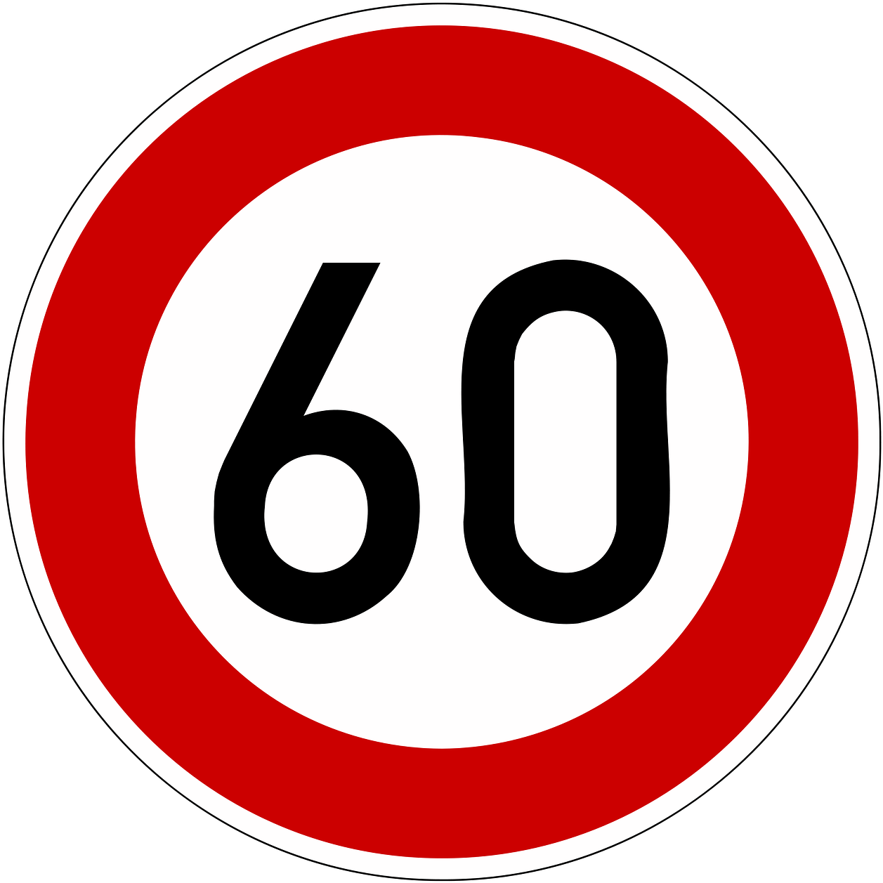 Traffic Sign Road Sign Shield Png Image - Maximum Speed Limit 60 Clipart (1280x1280), Png Download