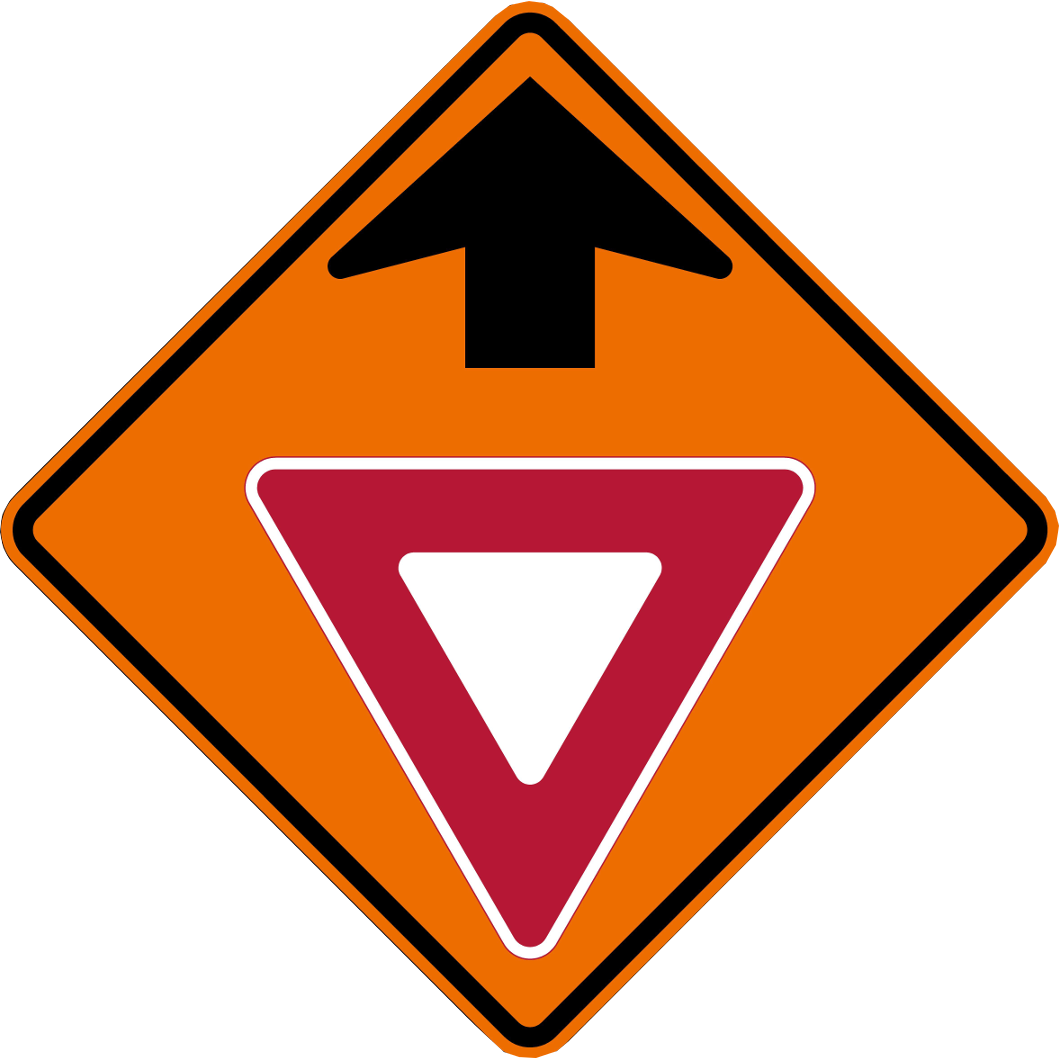 Yield Ahead Sign Orange Clipart (1060x1060), Png Download