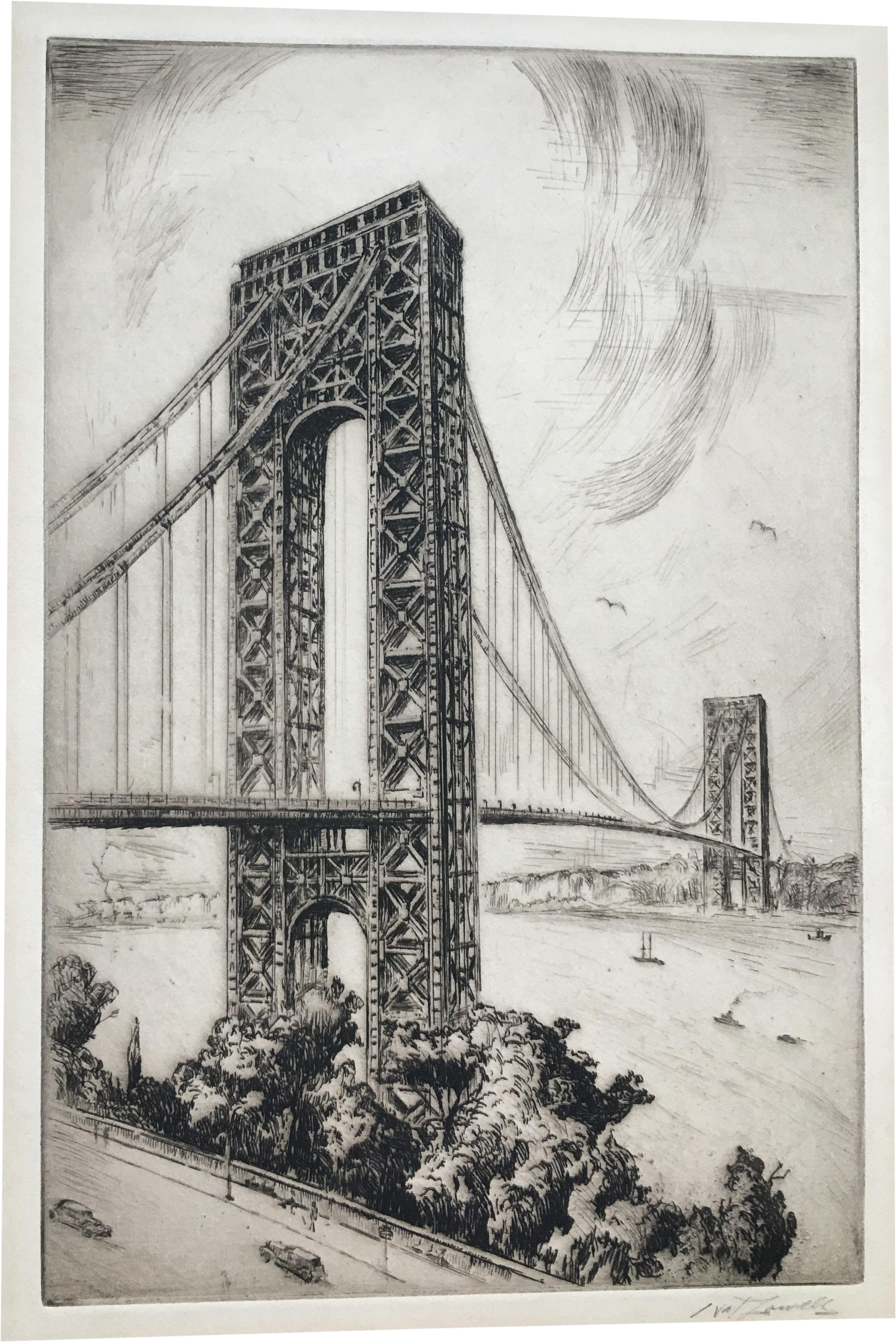 Etching Drawing Print - Mid Hudson Bridge Sketch Clipart (2797x4188), Png Download
