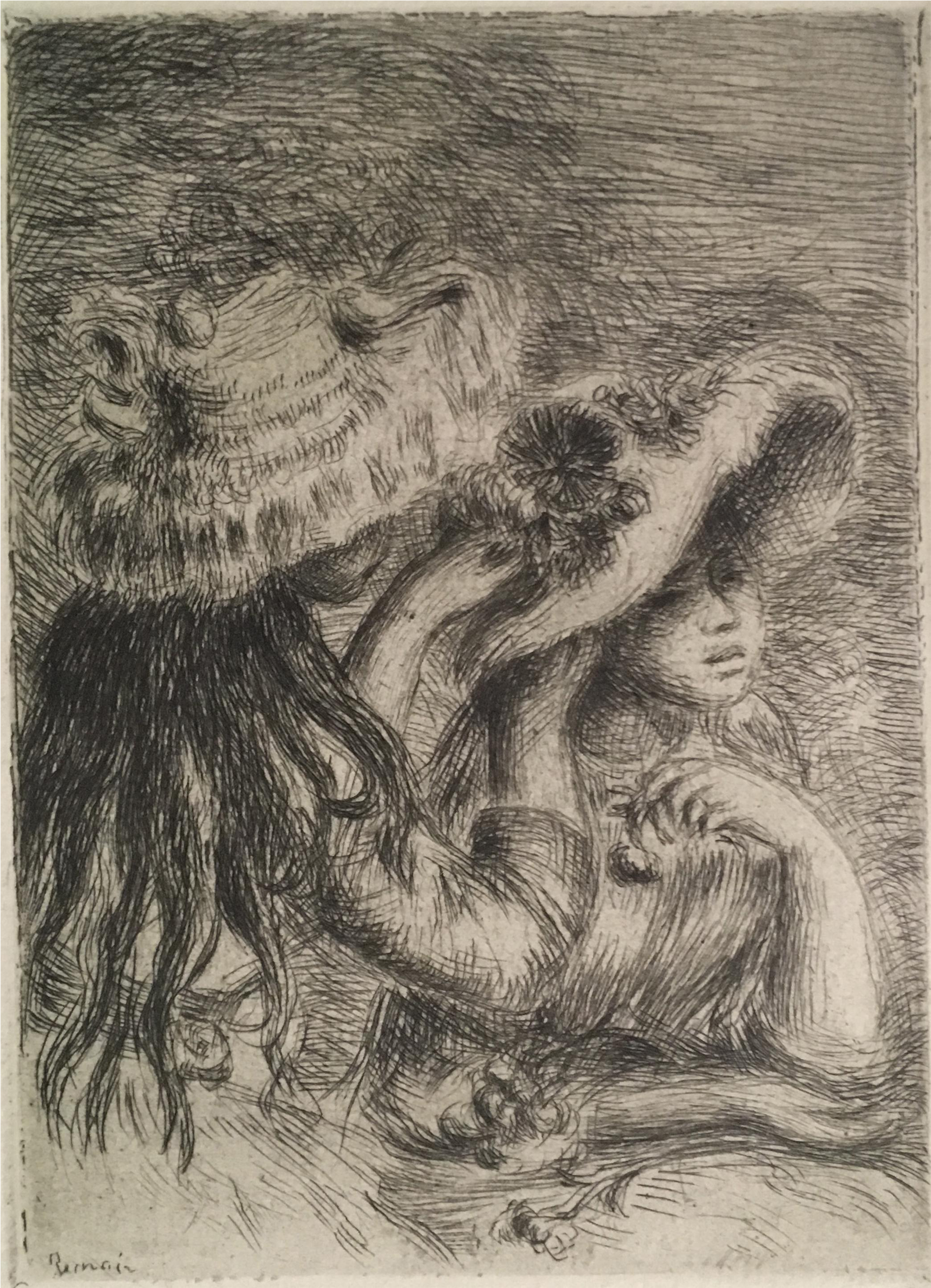 Pierre-august Renoir's Well Known Etching, Le Chapeau - Le Chapeau Épinglé Renoir Clipart (2038x2818), Png Download