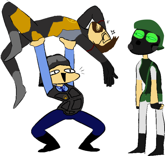 Draw The Squad Half Life Half Life 2 Half Life Opposing - Gordon Freeman And Barney Clipart (754x682), Png Download