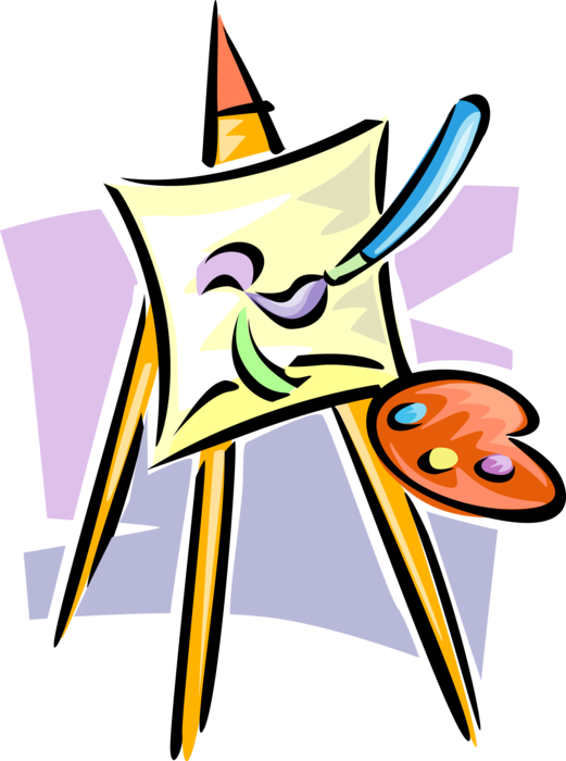 Vector Illustration Of Visual Arts Artist's Easel For Clipart (521x700), Png Download