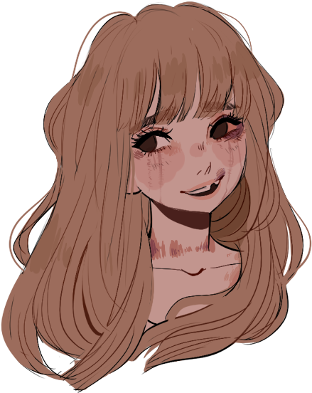 Long Hair Clipart Realistic Girl - Drawn Girl With Bangs - Png Download (580x600), Png Download