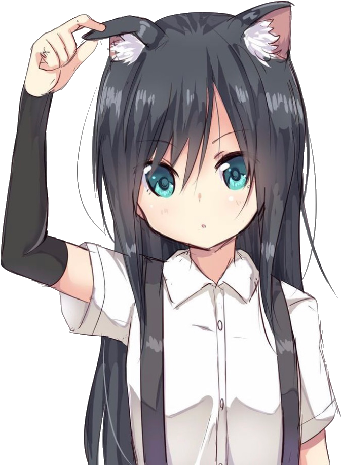 #anime #girl #animegirl #animecatgirl #animecat #freetoedit - Anime Girl Cute Neko Clipart (745x920), Png Download