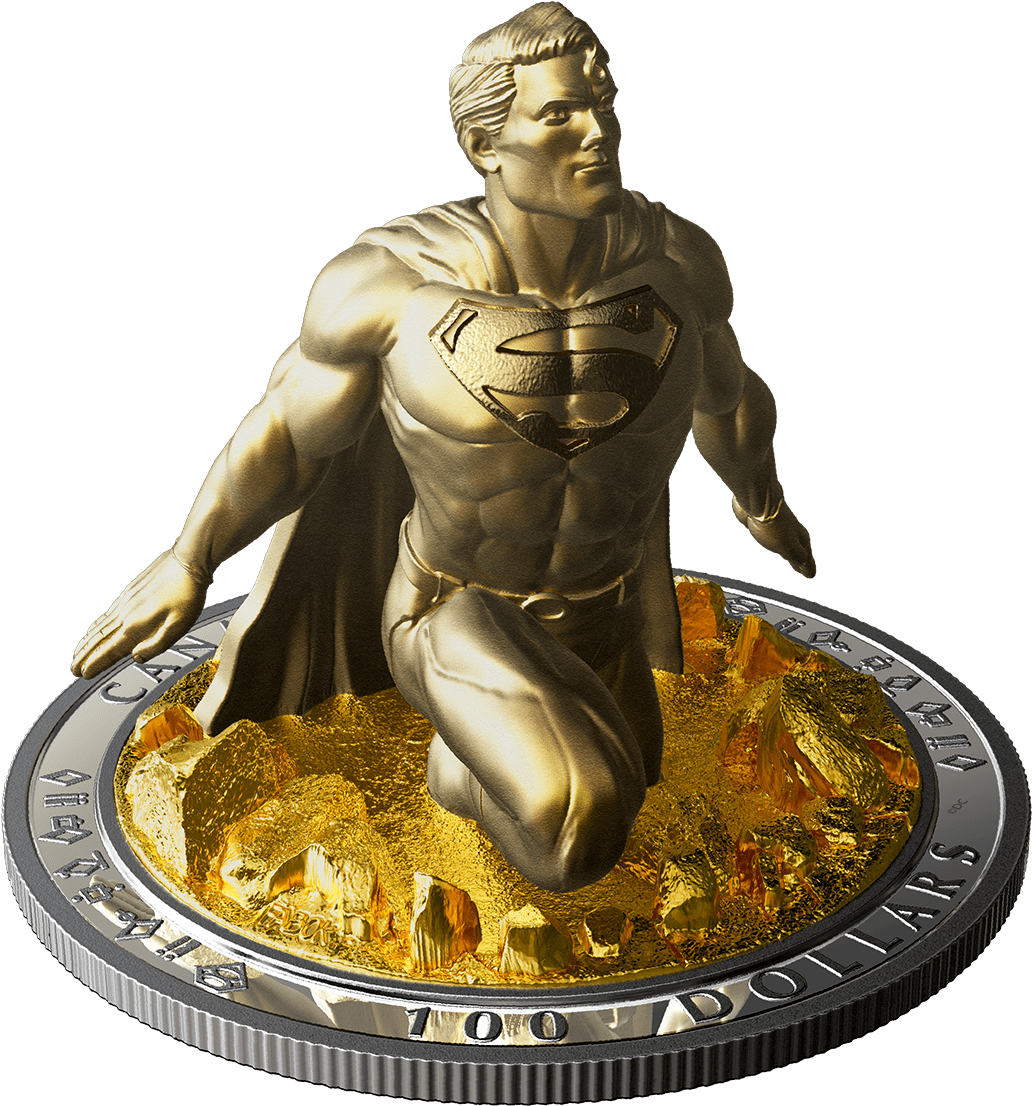 The Last Son Of Krypton” Pure Silver Gold-plated Sculpture - Moneda 3d Clipart (1198x1166), Png Download