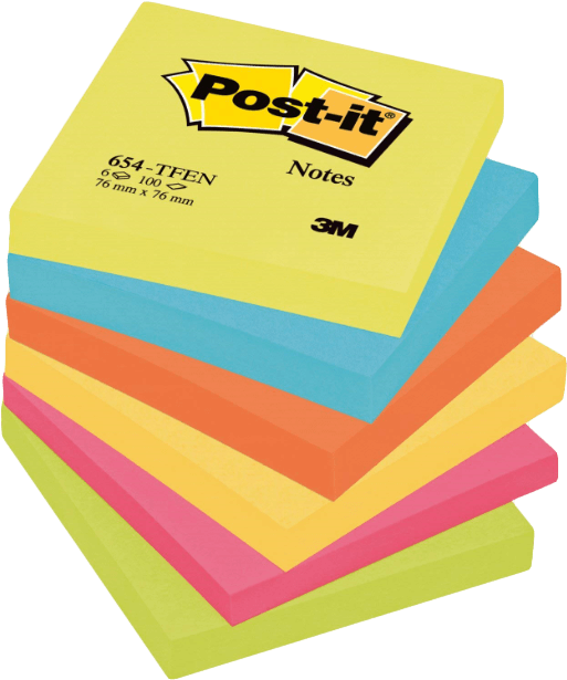3M Post-It Notes “654” 76Mm X 76Mm 12'S - Sticky Note Clipart - Large Size  Png Image - Pikpng