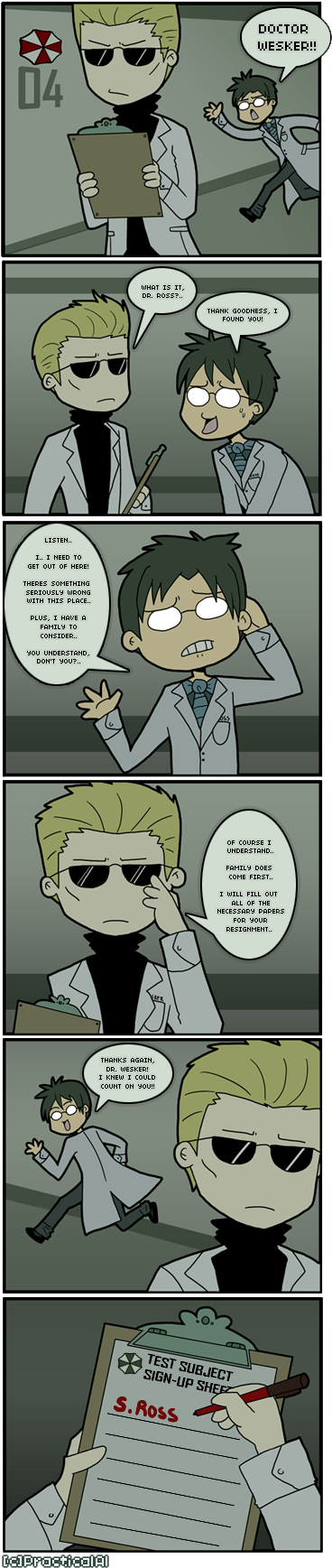 This Comic Is Dedicated To *resident Evil Stars For - Resident Evil Wesker Funny Clipart (393x1770), Png Download
