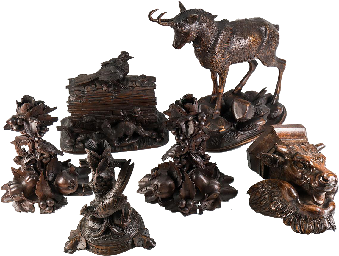 Antique H C Black Forest Animalier Sculpture, Carving - Statue Clipart (1200x1200), Png Download