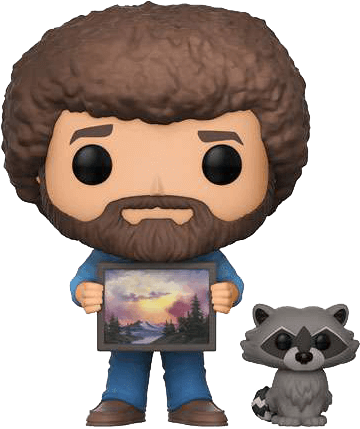 Funko Pop Joy Of Painting Bob Ross And Raccoon 1 - Bob Ross Funko Pop Raccoon Clipart (709x709), Png Download