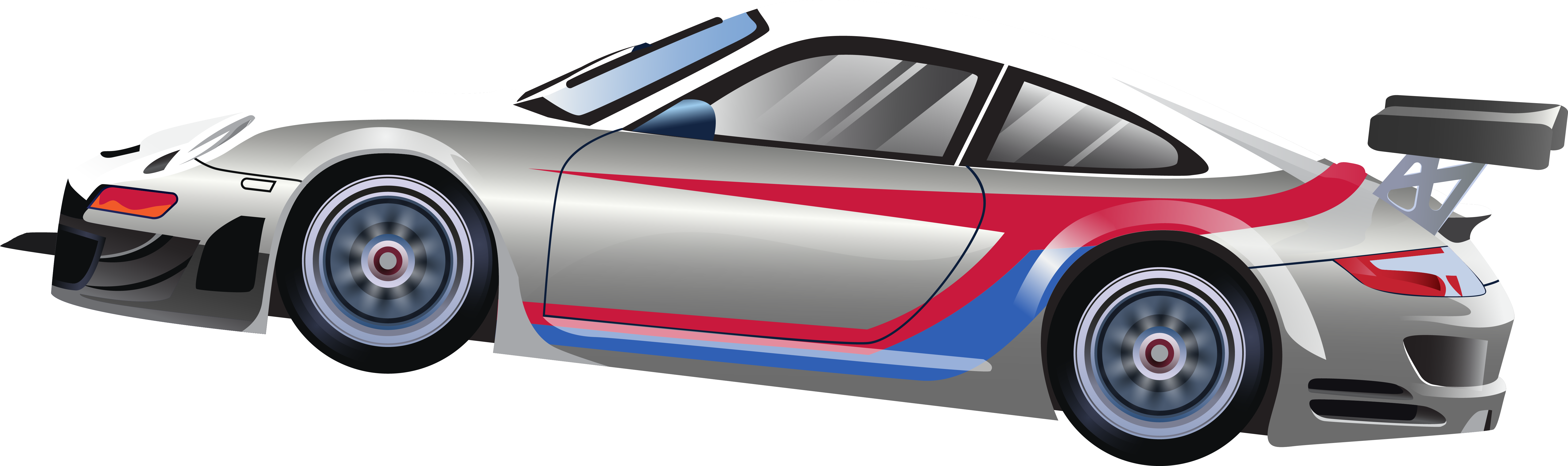Vector Sports Car - Autos De Carreras Pintado Clipart (6675x1984), Png Download