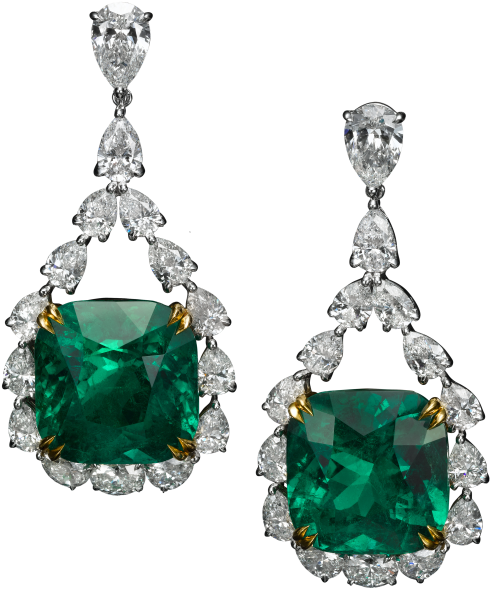 Earrings With 37ct Colombian Emeralds And 11ct Diamonds - Earrings Clipart (767x1024), Png Download