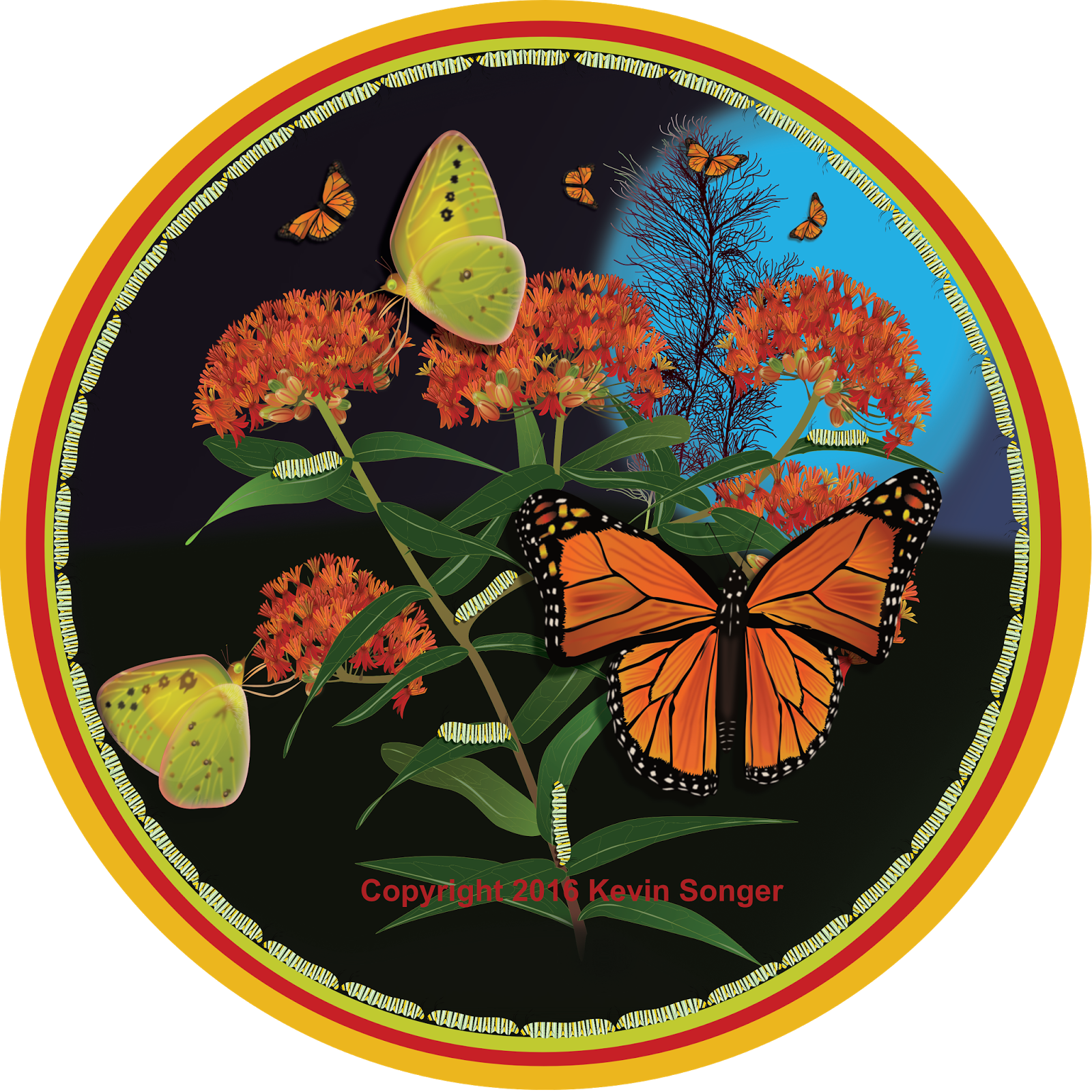Florida Nature Art, Monarch And Milkweed - Sault Ste Marie Greyhounds Clipart (1600x1600), Png Download