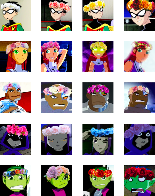 Teen Titans Flower Crowns Icons Download✿ - Cartoon Clipart (500x633), Png Download