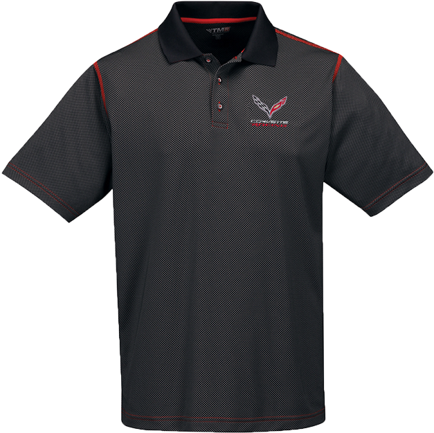 Carbon Fiber/red Moisture Wick Corvette Racing Polo - Carhartt Workwear Pocket T Shirt Black Clipart (649x700), Png Download
