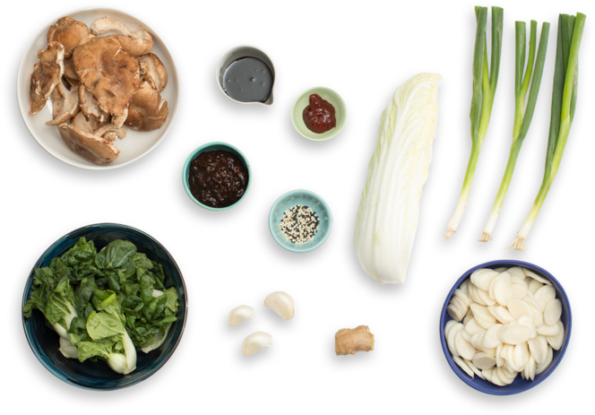 Korean Rice Cakes With Shiitake Mushrooms, Napa Cabbage - Leek Clipart (664x463), Png Download